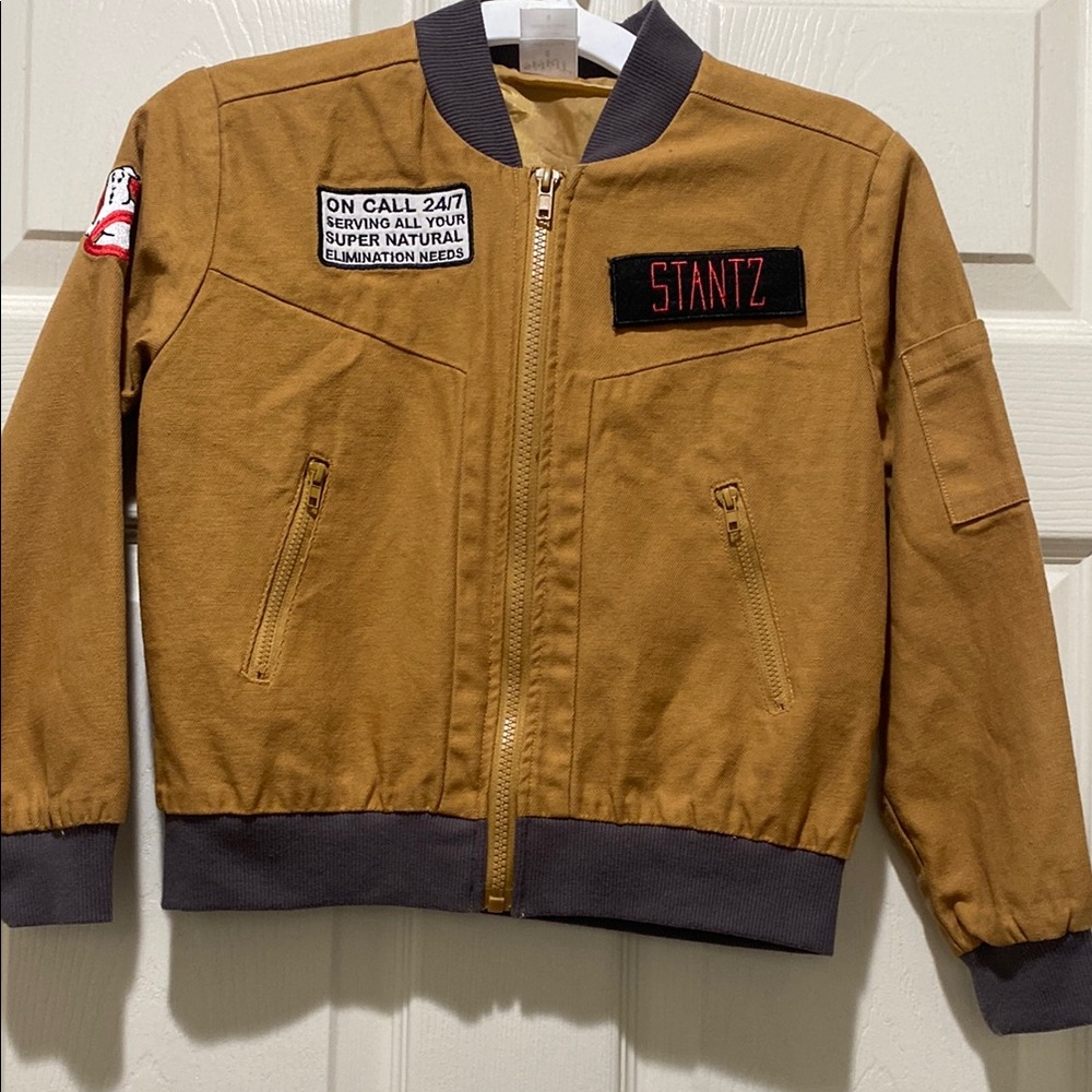 Brown Bomber Jacket with Patches
